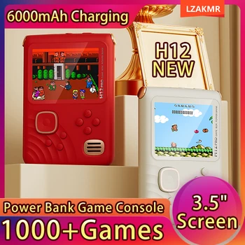 Преносими игрови плейъри Ultimate - нови подаръци за деца, ретро захранване H12, игрална конзола с 3,5-инчов екран, 6000 mah, зареждане 1000 + игри