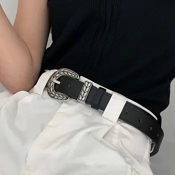 Ретро Прости универсални женски Аксесоари за ежедневна колан с метална катарама, Дамски колан, изкуствена кожа, Корейски колан