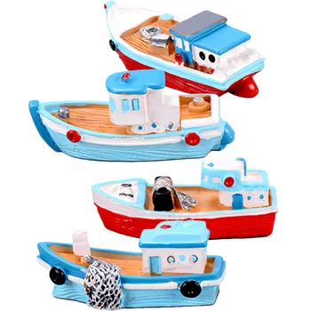 Риболовна лодка от смола, Умален модел от смола, Детска куклена Къща, Украса на кораба, на брега на Океана