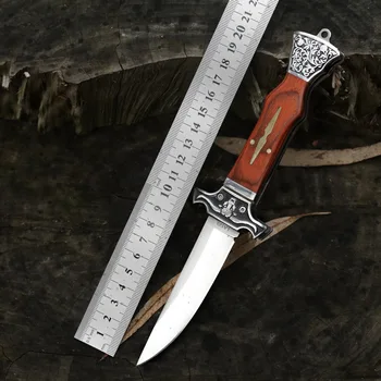 Сгъваем Нож от Колумбийската Стомана С кобур Дървена дръжка с Висока Твърдост Открит Ловен Нож Инструменти за оцеляване в Къмпинг