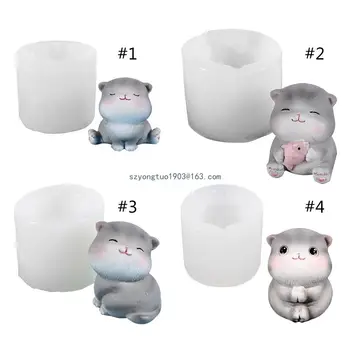 Силиконова форма на 3D за сапун във формата на котка, Течна форма за свещи са ръчно изработени