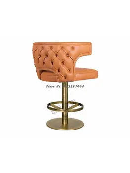 Скандинавски прост лек луксозен бар стол от неръждаема стомана, модерен стол на рецепцията, метален бар стол KTV, бар стол с висока прическа