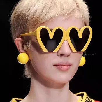Сладък Двойни Слънчеви очила във формата на Сърце, Очила за Празнични партита, Маркови Дизайнерски Новите Модни Дамски Мъжки Слънчеви очила за улицата Uv400, Нюанси