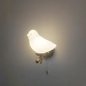 Стенен лампа със сладък птичкой, аплици, Творчески скандинавска къща в стил 
