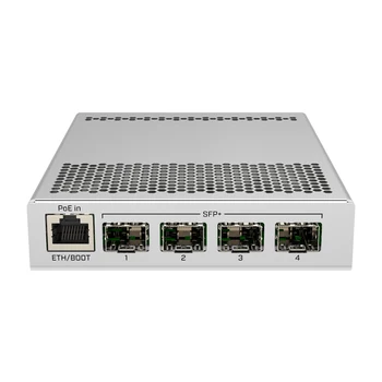 Тенис на комутатор MikroTik CRS305-1G-4S+IN с пет пристанища с един порт Gigabit Ethernet и четири порта SFP + 10 gbps