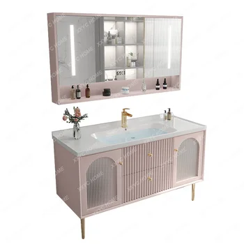 Умен Шкаф за баня естествен Дъбов Керамични Вграден Межплатформенный Мивка Модерен минималистичен Каменна Мивка за баня от Производител