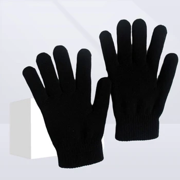 Унисекс, плетени ръкавици в рубчик с пълни пръсти за защита от uv, топли Зимни ръкавици за Велосипед, фитнес зала, Мъжки обикновена изолирана ръкавици без пръсти
