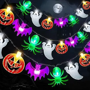 Хелоуин led паяк Призрак на тиквата комбинираната светлини ред Призрак Фестивал парти украса бар духове къща оформление светлини