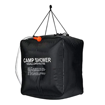 Чанта за душ с Обем 40 л, Запечатани чанта за душ със слънчев топъл, за къмпинг, За пътуване на открито, черен