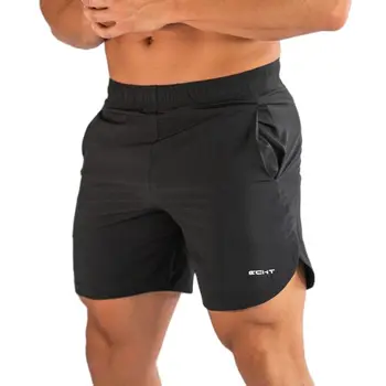Черни бързо съхнещи къси панталони за Мъже, Спортни Бермуди за бодибилдинг, Фитнес, Бягане, тренировки, Спортни дрехи, Мъжки Плажни Плувни панталони