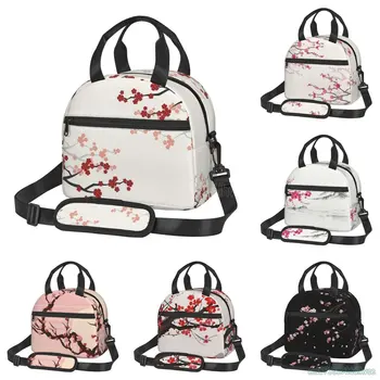 Японската Сакура, Сакура е в разцвет, изолирани чанти за обяд за жени, разменени термоохладитель, кутия за Bento за работа, училище, плажен пикник